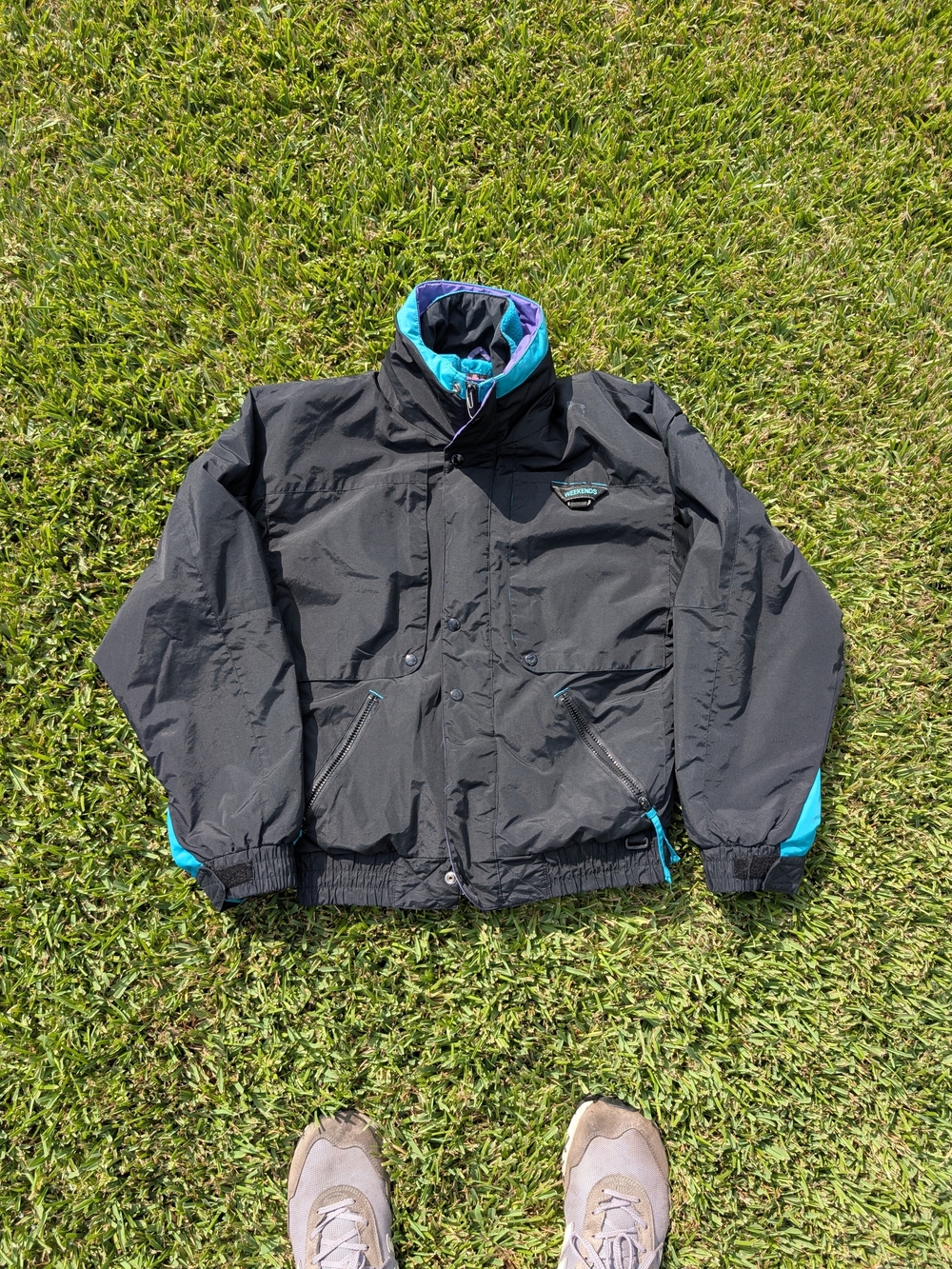 Weekends Vintage Ski Coat Jacket Size S Black Blue Purple